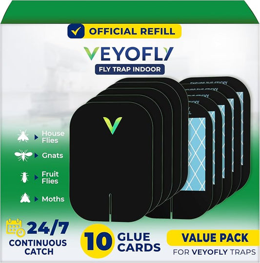 VEYOFLY Fruit Fly Traps for Indoors Official Refill, Gnat Trap Indoor Plug in, Bug Traps, Flying Insect Trap, Gnat Traps for House Indoor, Fly Trap Indoor for Home, Mosquito Catcher, Pack 10 Refills