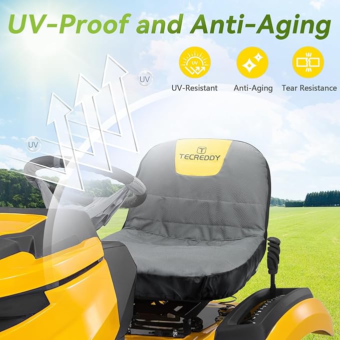 Lawn Mower Seat Cover, Weatherproof Heavy Duty Tractor Seat Cover Compatible with Husqvarna Craftsman Toro John Deere Cub Cadet Riding Lawn Mower Tractor, Medium