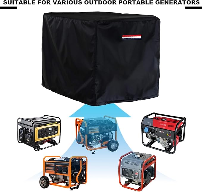 Waterproof Generator Cover,600D Heavy-Duty Oxford Fabric, Dustproof and Waterproof Protection for Generators (Red White Blue, 38''(L) x 28''(W) x 30''(H))