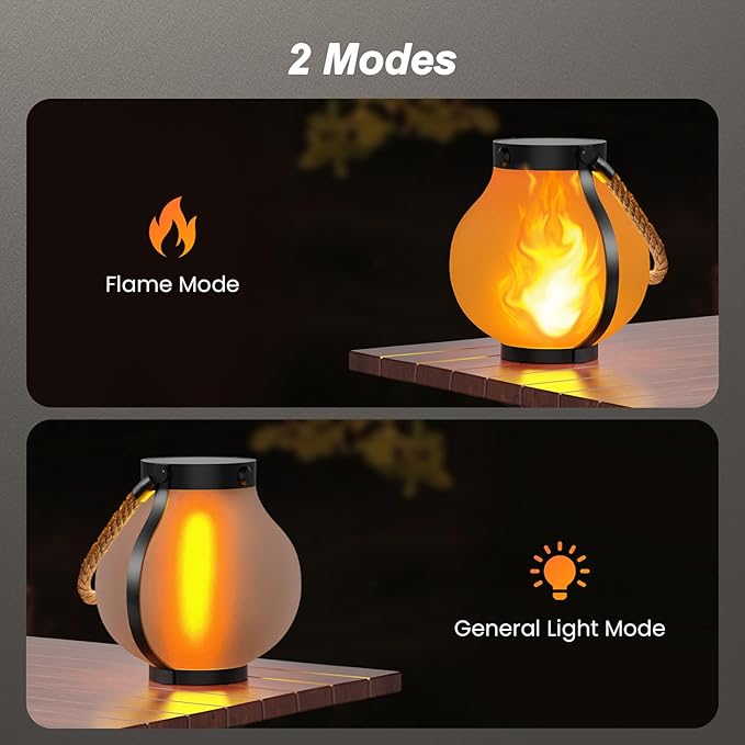 Hompavo Larger Gen2 Solar Lanterns Outdoor, Dual Charging (USB/Solar) & 2-Mode - Waterproof Decorative Hanging/Table Lights for Yard Patio Garden Halloween Christmas Decor, Birthday Gifts for Women, 2