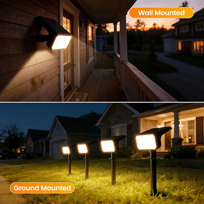 Fabrito 10 Pack Solar Spot Lights Outdoor Waterproof IP67, [108 LEDs, 4 Modes] Dusk to Dawn Spotlights with 1500mAh Battery for All Night, Landscape Lights for Tree, Yard, Pool, Pathway, Warm White