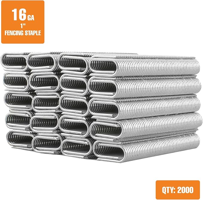 Freeman 16-Gauge Fencing Staples | 1" | Glue Collated | Galvanized Steel | 2000 Count | Indoor and Outdoor | Livestock Fencing, Pet Enclosures, Heavy Mesh, Deer Prevention, and Farming | FS16G1