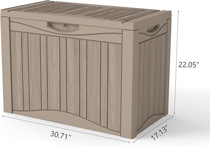 Outdoor Storage Deck Box Waterproof,45 Gallon Lockable Patio Package Delivery Bin as Seat, Resin Storage Container Bench for Furniture Cushions, Pool Accessories, Garden Tools, Grey