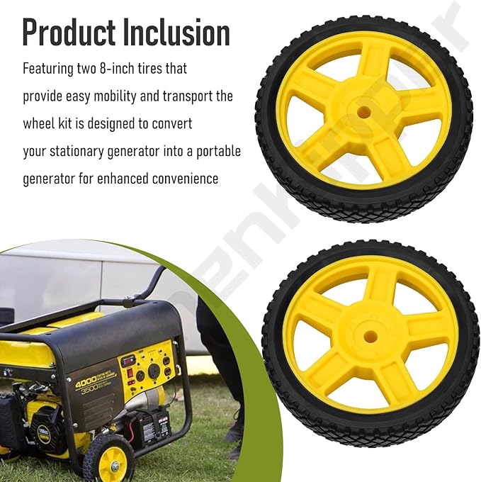 KitchenKipper 40065 Generator Wheel Kit for Champion 2800-4750-Watt Generators with Folding Handle and Never-Flat Tires