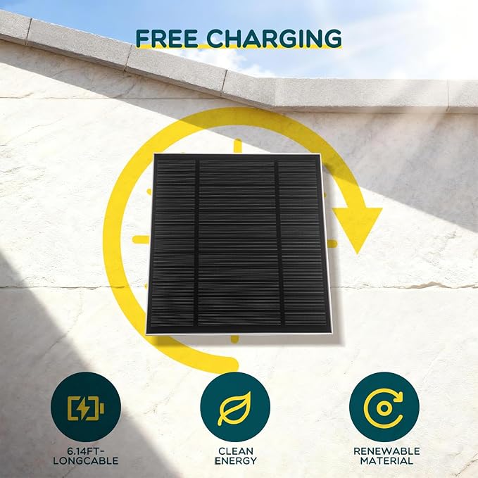 8 Pack 5W Solar Panels for Security Cameras Outdoor Waterproof Solar Panel for Camera with Type-C and 360° Adjustable Safety Bracket Panel Charge Micro for Camera