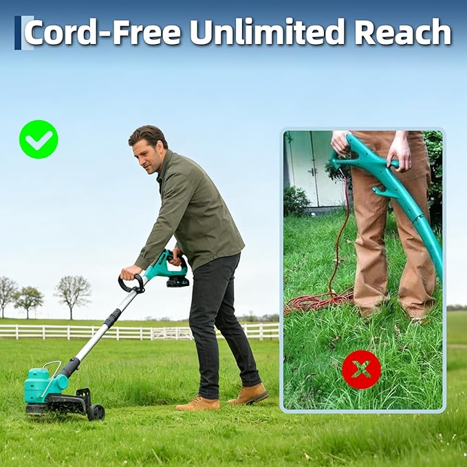 Electric String Trimmer Cordless - 12-inch 2x2.0Ah Batteries 20V Weed Wacker with Auto Feed Lawn Mover Lawn Tool with Charger, Powered Grass Cutter Trimmer with 8 pcs Spool Line