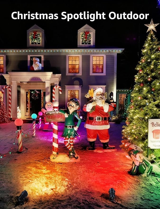 SUNVIE RGBW Color Changing Landscape Lights Low Voltage LED Landscape Lighting Remote Control Spotlight Waterproof Garden Yard Halloween Christmas Decoration Outdoor, 8 Pack with Connectors