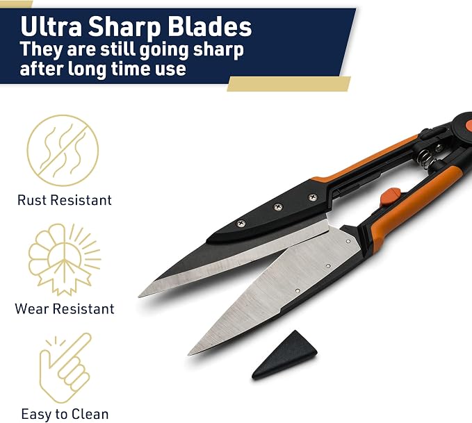 Garden Clippers - Grass Cutter Hand Edging Shears - Straight Yard Scissors for Outdoor Edges, Weeding, or Hedge Shears by Kings County Tools