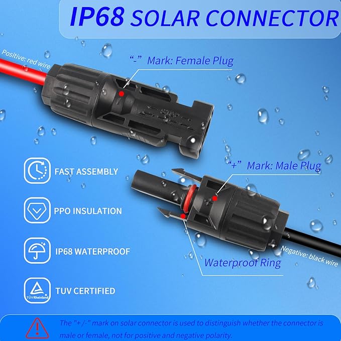 Solar Cable Entry Gland with 10Ft 10AWG Solar Extension Cable,Through RV Roof Solar Entry Housing mc4 for Waterproof Solar Junction Box on Rv,Boat,Camper,Van
