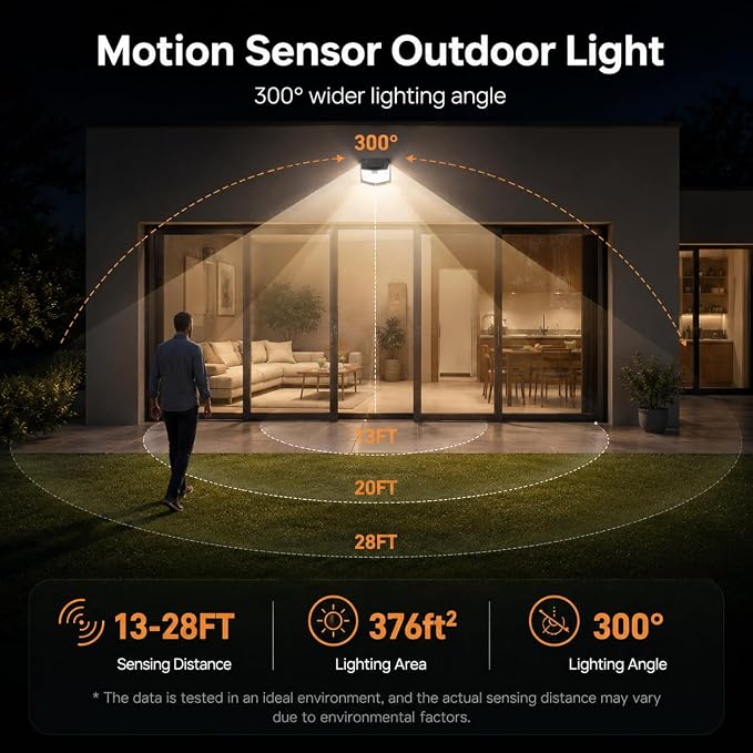 TECKNET 248 LED Outdoor Solar Lights & Motion Sensor 8 Pack, 300° Angle & 3 Lighting Modes Solar Lights Outdoor Waterproof, Solar Powered Security Flood Wall Lights IP66 for Outside/Yard Fence/Garden