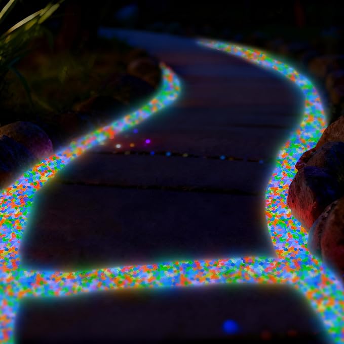 1800pcs Glow in the Dark Rocks for Outdoor Garden & Aquarium – Blue Luminous Stones for Landscaping, Pathway, Patio, Driveway, Walkway, Fish Tank, Plant Pots