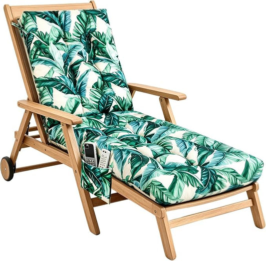 Patio Chaise Lounge Cushions, 68"x21"x4.5" Waterproof Replacement Beach Pool Lawn Outdoor Lounge Chair Cushion with Pocket, Non-Slip Bottom & Secure Ties for Outdoor Furniture, Tequila