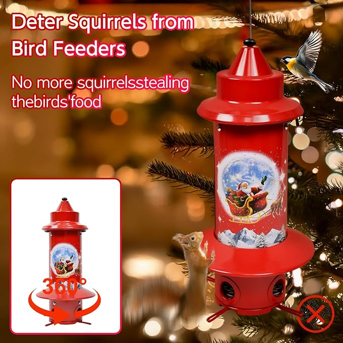 Squirrel Proof Bird Feeders, Long Lasting Bird Feeder for Outdoors, Reliable and Rust Resistant Metal Station for Prevents Squirrels from Stealing Food,5LB Large Capacity,Red