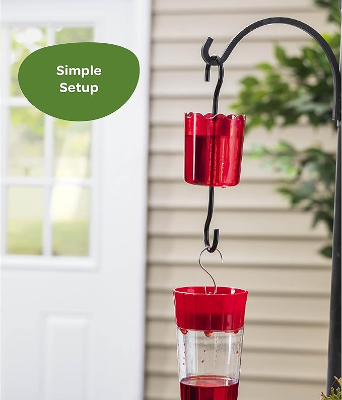 Ant Moat for Hummingbird Feeders Ant Guard Keeps Away from Feeders, Made of Durable Plastic, Red Color/Rustproof S Hooks, Suitable for All Hummingbird Feeders