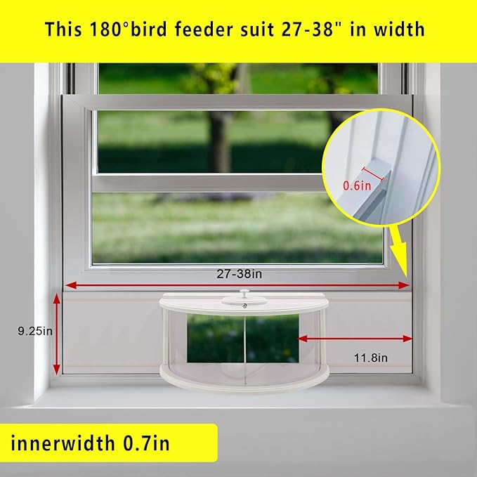 Window Bird Feeder 180°View Wood Durable and Elegant for Outdoors&Indoor for Viewing Inside House - Bring Joy to Your Home with This Small Window Bird Feeder