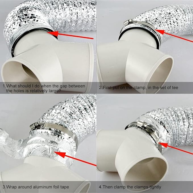 Duct Splitter, ABS Duct Connector for Exhaust Fan Dryer Vent Hose 6 Inch Dia Come With 3 Pieces Stainless Steel Hose Clamps (6 Inch Y Shape)