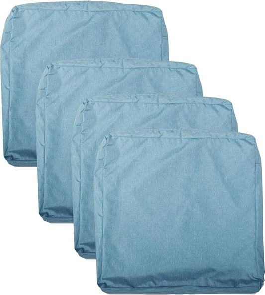 Patio Seat Cushion Covers,Washable Slip Covers Replacement,Waterproof Outdoor Furniture Chair Cushion Cover for Couch,Garden,Sofa,Water Blue,24"×22"×4"(4 Covers Only)