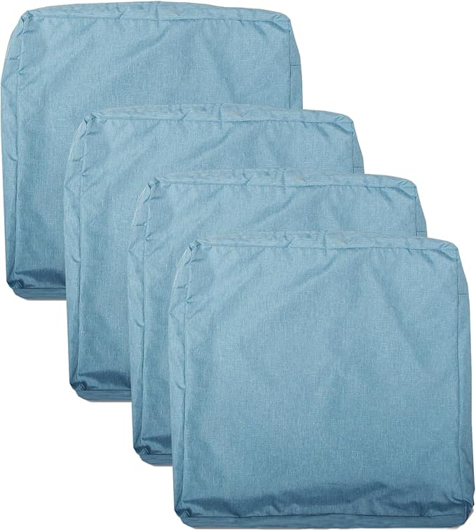 Patio Seat Cushion Covers,Washable Slip Covers Replacement,Waterproof Outdoor Furniture Chair Cushion Pillow Seat Cover for Couch,Garden,Sofa,Water Blue,22"×22"×4"(4 Covers Only)