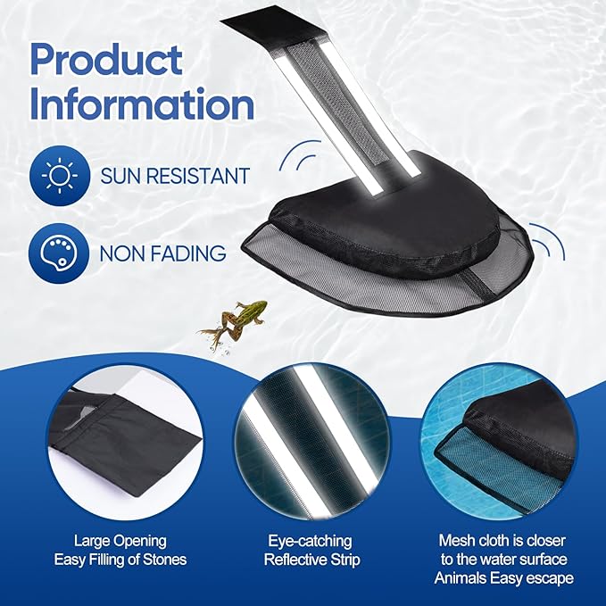 Pool Animal Escape Ramp Frog-Saver-Log - for Swimming Pools Wildlife Rescue Device,Durable Above Ground Pool Critter Ramp, Prevent Drowning with Easy Install, Pool Safety,Reusable (Black-2Pack)