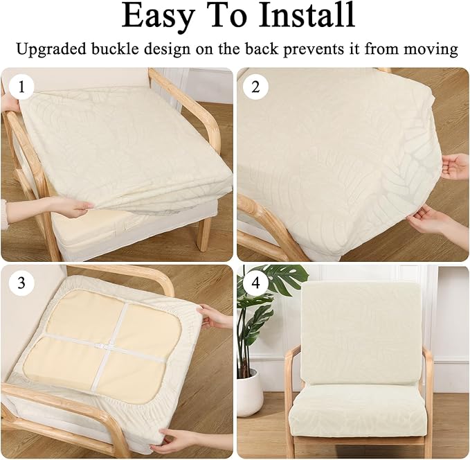 HEBE Stretch Patio Cushion Covers Set 8pcs,Waterproof Outdoor Couch Covers Replacement,Washable Reusable Seat Cushion Slipcovers for Patio Furniture Protector,Chair Cushion Cover