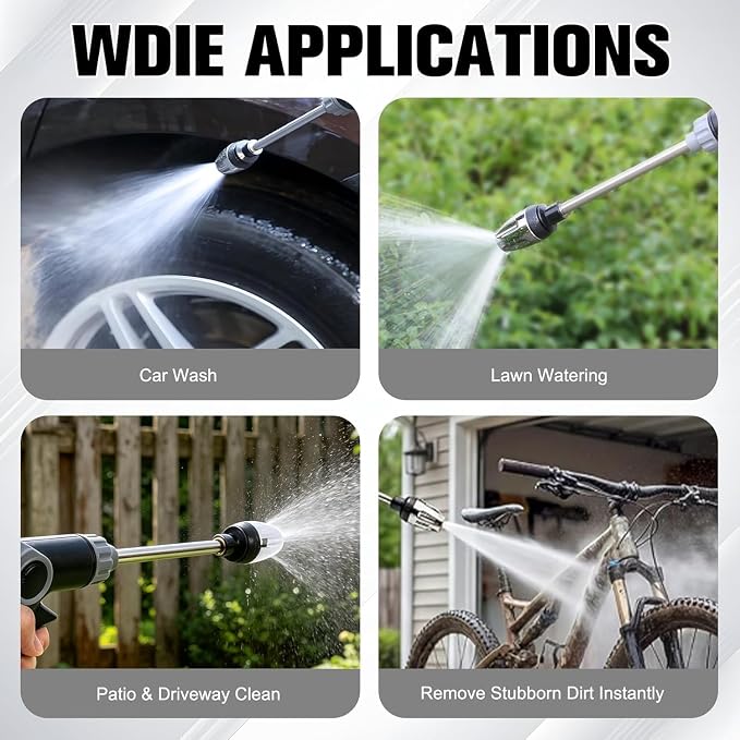 Pressure Washer Spray Nozzle, Heavy Duty Garden Hose Nozzle, Multi Function Lawn & Garden Watering Sprayer, 360° Rotating for Three Spray Modes, Effortless Dirt & Stain Removal(1 Set)