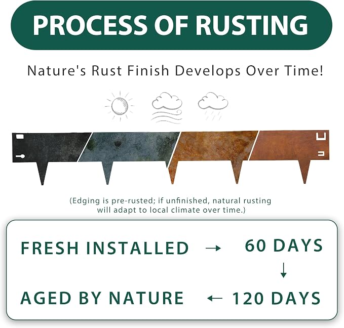 PROWORX Corten Steel Rust Landscape Edging Border, 5 Pack 42”L x 7”H Weather Resistant Bendable Metal Garden Lawn Edging for Landscaping, Yard Pathway (16.5 Ft Total)