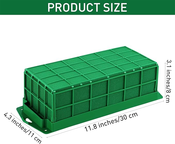 Hahood 4 Packs Floral Foam Cage Rectangle Flower Cage Holders with Floral Foam Flower Arrangement Supplies for Fresh Flowers, Home Wedding Decorations, 11.8 x 4.3 x 3.1 Inches
