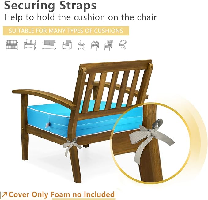 Porch Shield Patio Cushion Covers Replacement Set 4 Waterproof Fade Resistant Outdoor Chair Seat Cushion Slipcovers 20 x 18 x 4 inch, Peacock Blue