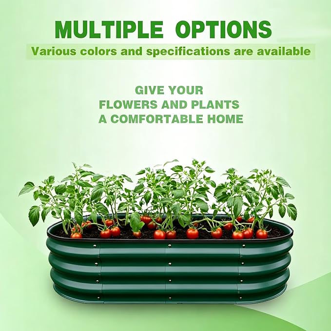 GrowHaus 4x2x1ft Galvanized Raised Garden Bed, Planter Boxes Outdoor Metal Garden Beds for Planting Vegetables Flowers Herbs Dark Green