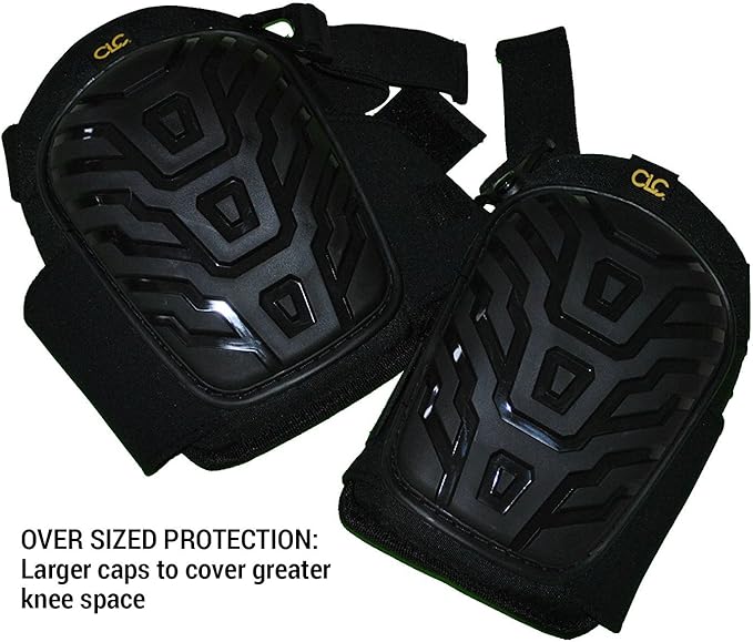 CLC Custom Leathercraft 345 Professional Kneepads, Supportive Gel Cushion, Breathable Neoprene Straps, Over Sized Caps for More Coverage, Ideal for Gardening, Flooring, Cleaning and Construction , Black