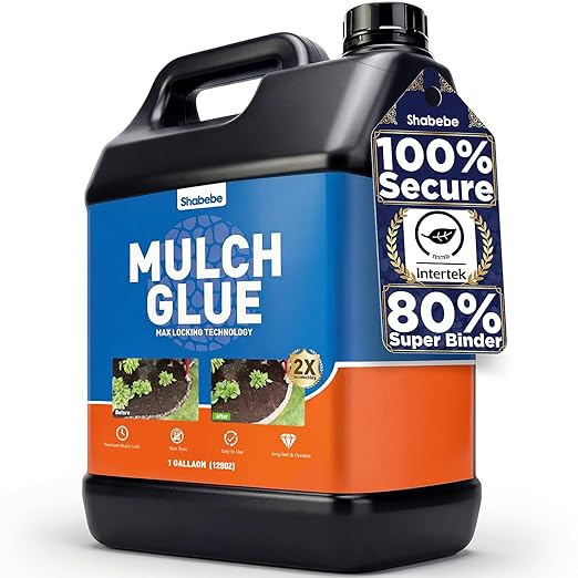 Mulch Glue, 1Gallon Rock Glue for Landscaping Strong Adhesion of Pea Gravel Stabilizer Landscape, Long-Lasting Weather-Resistant Lock Gravel Binder for Pebble, Pine Straw, Landscape Edging