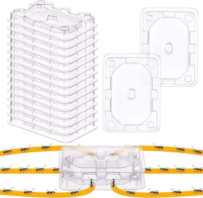 Qualirey 16 Pcs Ant Bait Stations Reusable (Bait NOT Included), Multi Surface Ant Killer Trap for Home, Control for Indoor and Outdoor Use, Roach Station for Common Household (8 Set, Standard Size)
