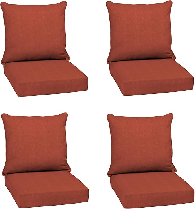 Arden Olefin Outdoor Deep Seat Cushion Set (4-Pack), 24 in x 24 in, Weather-Proof, Rain-Proof, Fade Resistant Patio Cushion for Chair, Sofa, and Couch Sedona Woven Texture