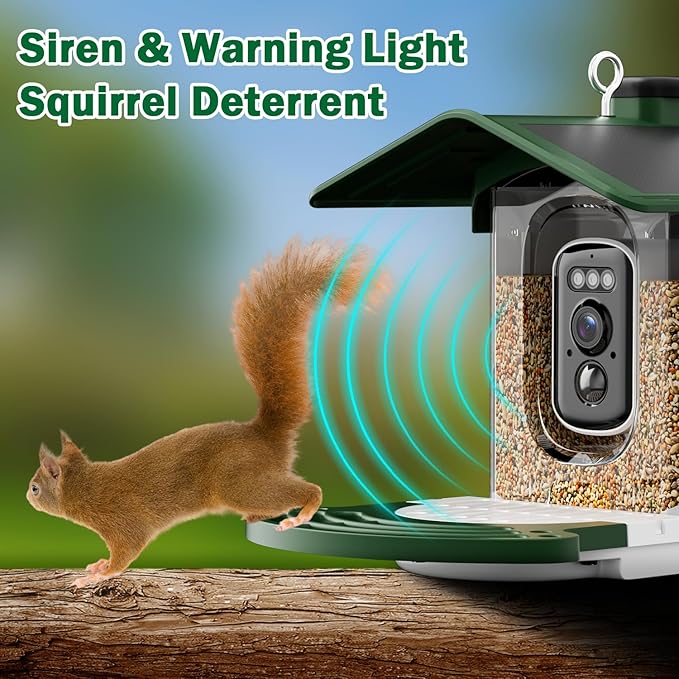 Smart Bird Feeder with Camera, AI Identify 10,000+ Species, Dual Solar Ports & Monocrystalline Roof, Modular Squirrel-Proof, 2K HD, 30-Day Free Cloud, Gifts for Parents