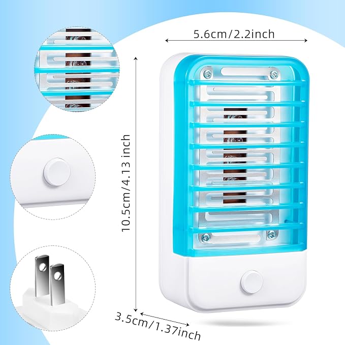 6Pack Bug Zapper Indoor Plug in Mosquito Zapper Indoor,Baby Secure Mosquito Killer for Bedroom&Nursery,Fruit Fly Zapper Insect Killer with 365nm Blue Light,Plug in Gnat Killer for Kitchen&Indoor Plant