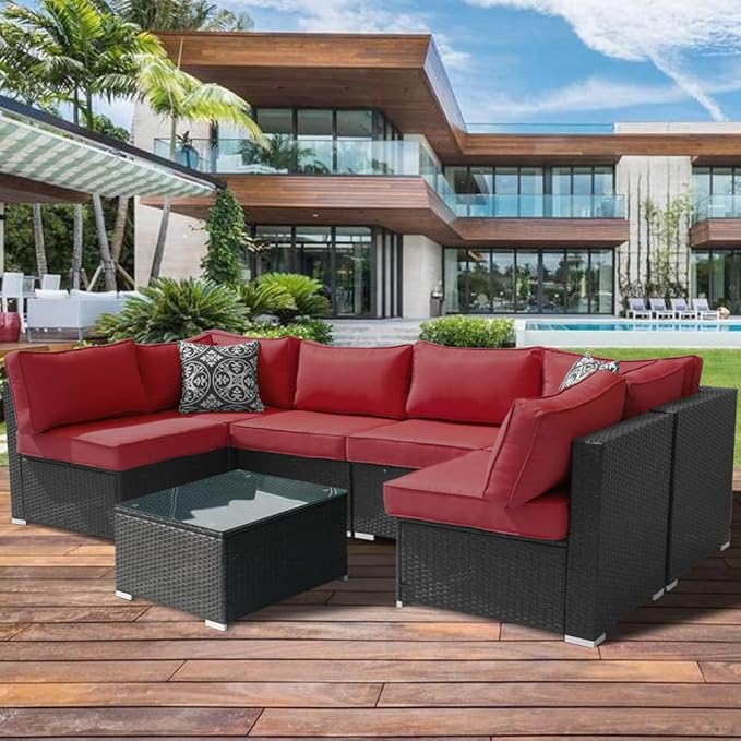 14Pcs Outdoor Cushion Covers Replacement Washable w/Zipper for 6-Seaters Sofa Patio Slipcovers Set Seat and Back Covers Only-23.6x23.6x4inch