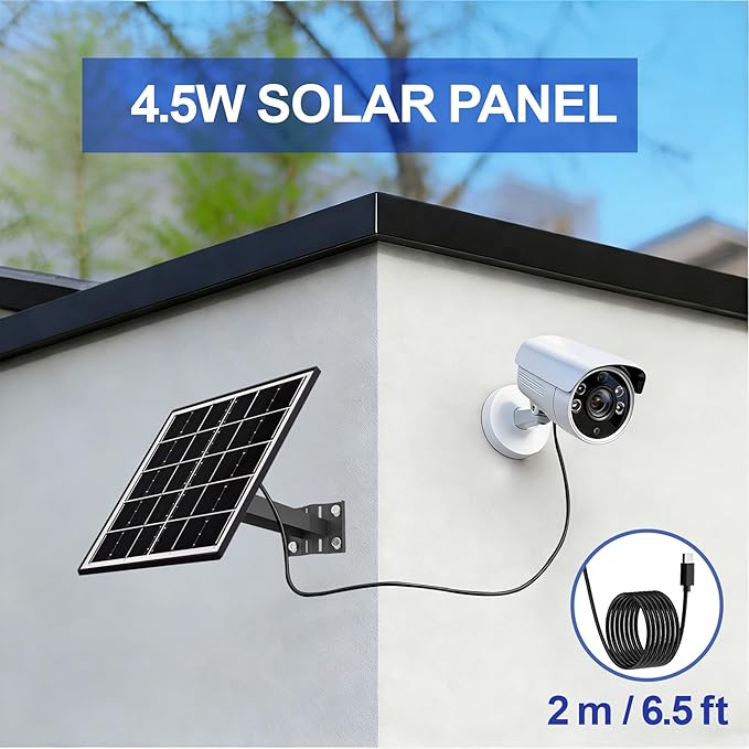 Eco-friendly 4.5W 5V Monocrystalline Solar Panel, Type-C Interface, IP66 Waterproof, 6.5-foot Cable, High Conversion Rate, Compatible with Various Electronic Devices