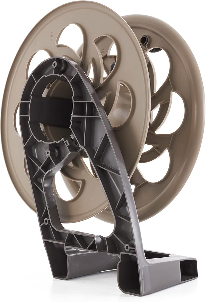 Suncast 2 Pack CPLSTA125B 125' Wall-Mounted Side Tracker Garden Hose Reel for 5/8" Hose with Guide for Patio or Garden, Dark Taupe