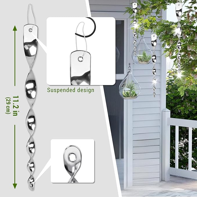 Factee 15 Pack Bird Reflective Rods for Outdoors, Woodpecker Deterrent Devices for House, Spiral Garden Bird Scare Reflectors, Hanging Mirror Twists for Yard, Patio, Garden, Farm, Decoration