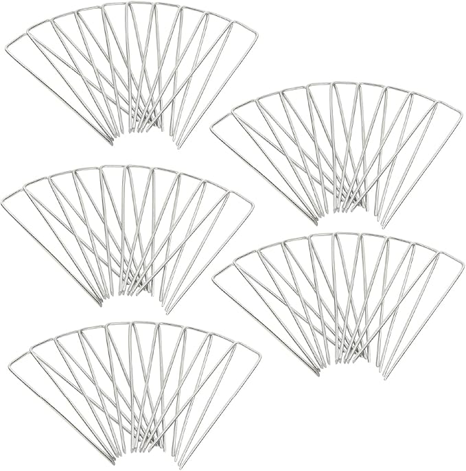 Squirrel Products Galvanized Steel Redrawn Garden Stakes, 6 Inch Lawn Staples, 11 Gauge Stakes, 2.9mm 15x2.5x15cm – 50 Pack