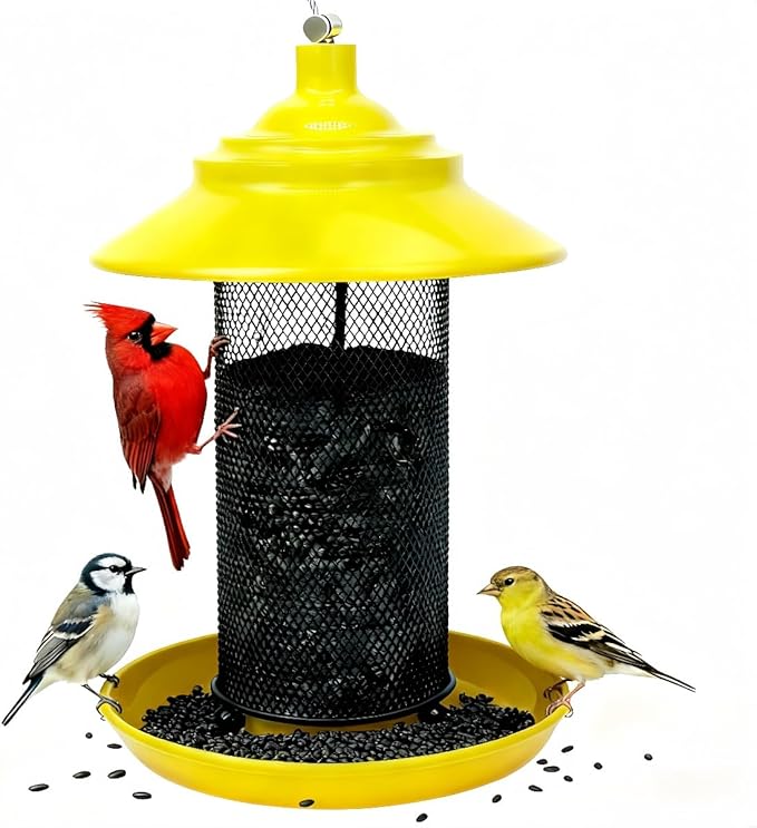 Finch Feeder for Outdoors, Metal Mesh Nyjer & Thistle Seed Feeder, Hanging Bird Feeder for Goldfinches and Small Birds, 2.5 LB Capacity, Great for Backyard Bird Lovers