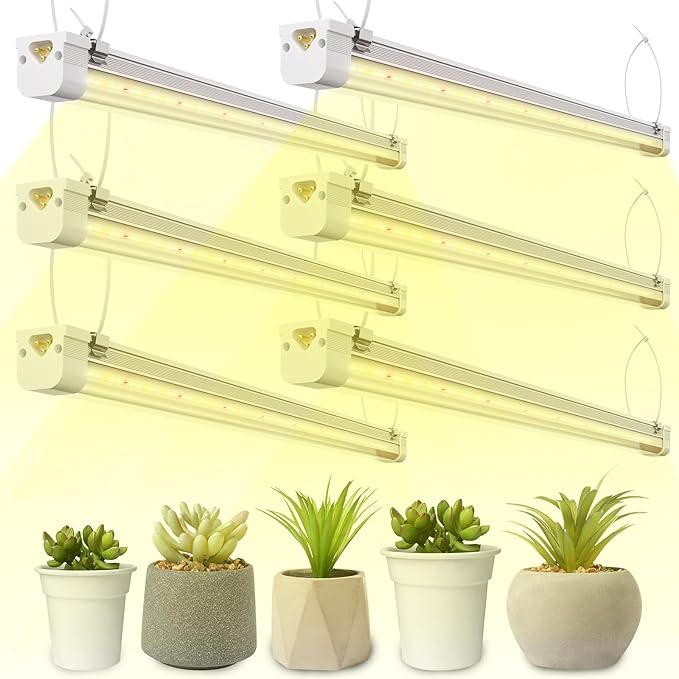FREELICHT T8 Grow Lights for Indoor Plants, 2FT Full Spectrum, 180W(6 x 30W), 4 Installation Methods, 5000K Linkable LED Grow Light Strips for Plant Shelf Greenhouse Succulent Seeding, 6 Pack
