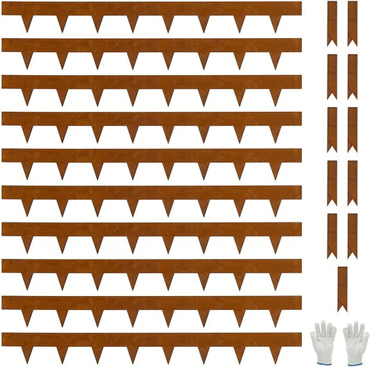 10-Pack Corten Steel Landscape Lawn Edging 4.5 inch Height, Rust Patina Finish Bendable Metal Strips, Hammer-in Edge Border - Yard Pathway Divider, 40 inch Each(33Ft Total), #LYLB45RT-US2