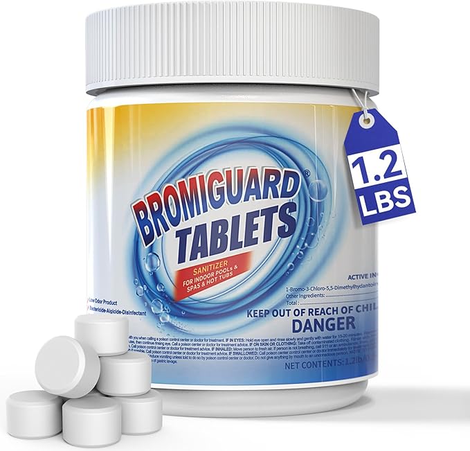 1.2LB Bromine Tablets for SPA Hot Tub, 1 inch Tablets, Hot Tub Bromine Tablets, Soft Water Feel, No Chlorine Odor, Great Chlorine Alternative