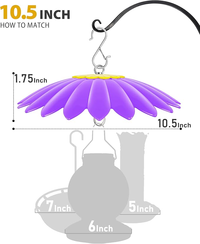 10.5 inch Rain Guard for Bird Feeder,Hummingbird Feeder Shade Dome Cover,Umbrella Cover for Bird House for Outdoor,Squirrel Baffle(Purple)