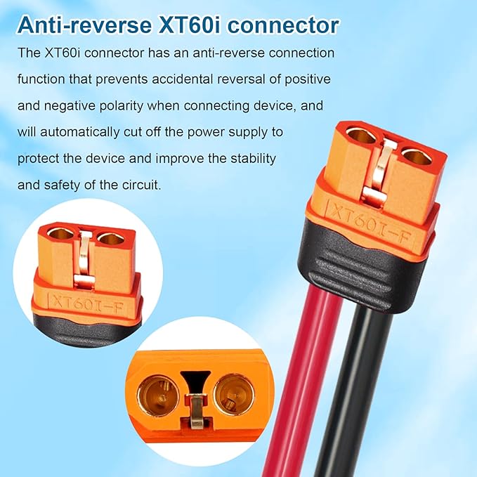 Solar to XT60i Cable 10AWG - MOOKEERF 25FT Solar Panel to XT60i Adapter Connector XT60i-F Extension Cable for Portable Power Station Solar Generator