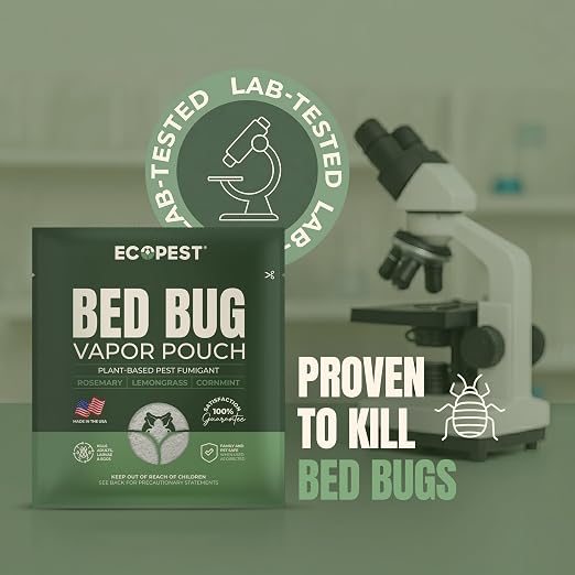 Bed Bug Vapor Pouch – 4 Pack | Natural Bedbug Killer for Treating Luggage, Mattress, Beds, Couches, and More | Home Pest Fumigant and Fogger for Indoor Treatment of Bed Bugs | Kills Bed Bugs and Eggs