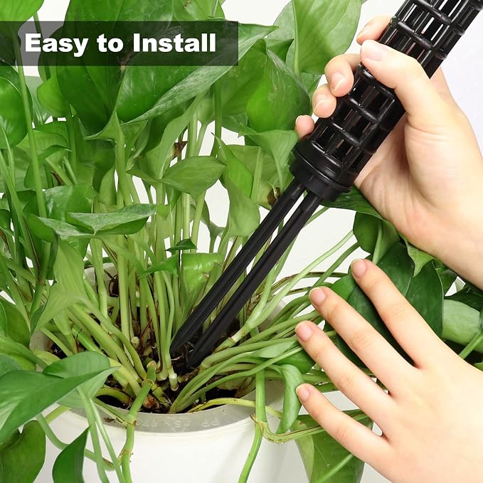 Moss Pole for Climbing Plants Monstera, Indoor Plant Supports, Plastic Moss Stick, Plant Stake for Garden, Extension Aid Climbing Rob (Black, 2pcs 10inch)