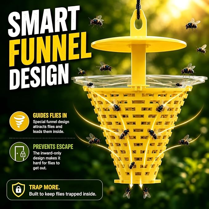 9 Pack Fly Traps Outdoor Hanging Add Water - Portable Fly Catcher Outdoor Flying Insect Trap Fly Traps for Ranch/Barn/Patio/Campsite/Trash