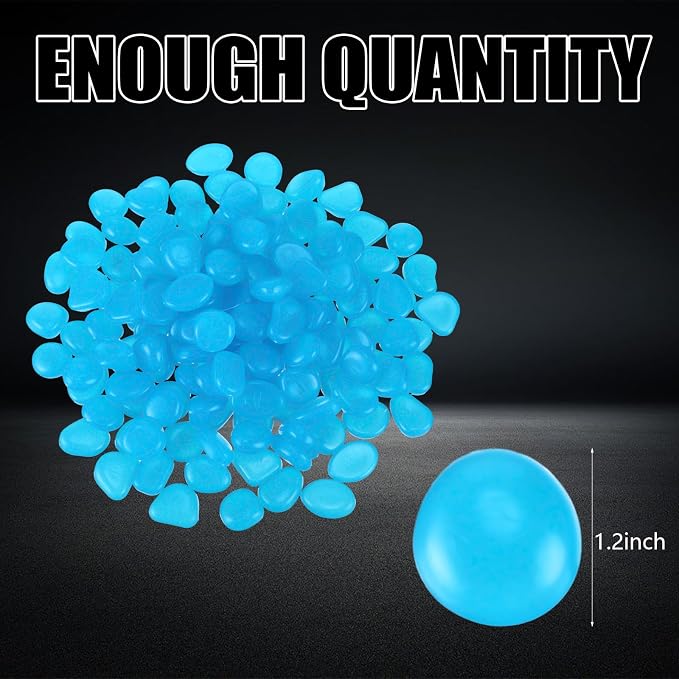 Sasylvia 3000 Pcs Glow in The Dark Rocks 1 Inch Glow Rocks 12.6 LB Garden Glow in The Dark Stone Outdoor Glow in The Dark Pebbles for Landscaping Walkway Pathway Backyard Fish Tank Plant (Dark Blue)